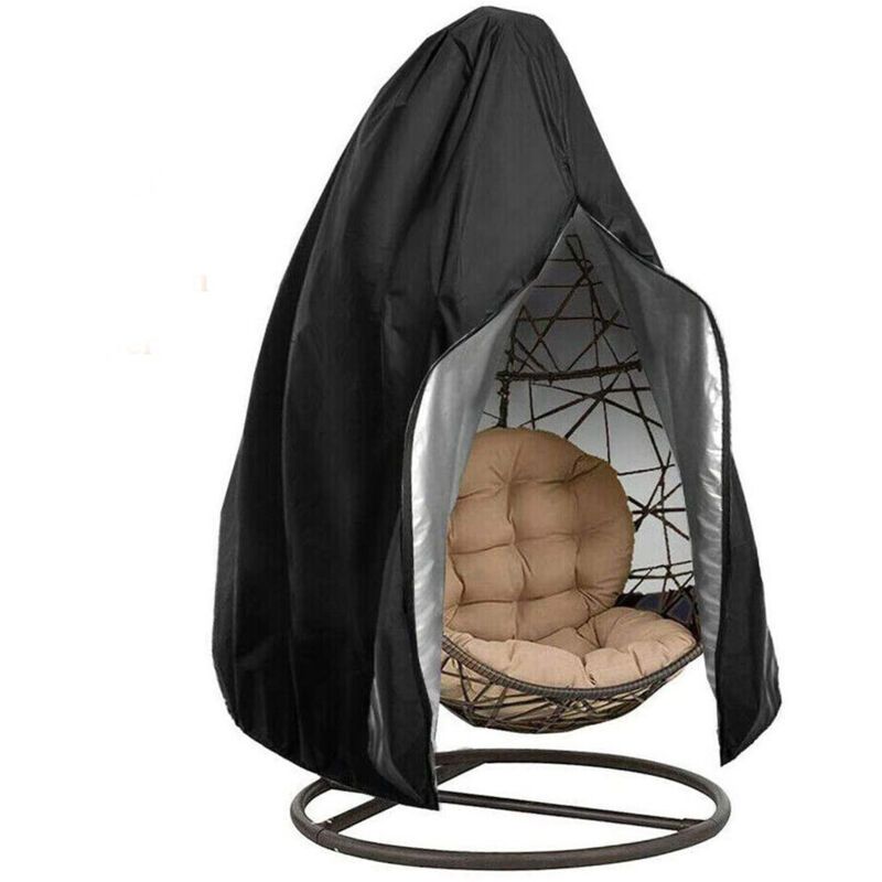 Hanging Chair Cover, Hanging Armchair Cover, Protective Cover for Egg Chair, Waterproof Furniture Cover with Zipper, Black, 230 x 200cm - Image 1