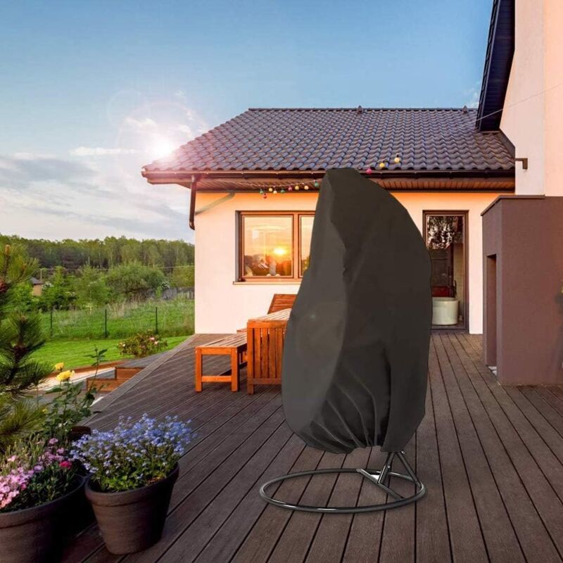 Hanging Chair Cover, Hanging Armchair Cover, Protective Cover for Egg Chair, Waterproof Furniture Cover with Zipper, Black, 230 x 200cm - Image 4