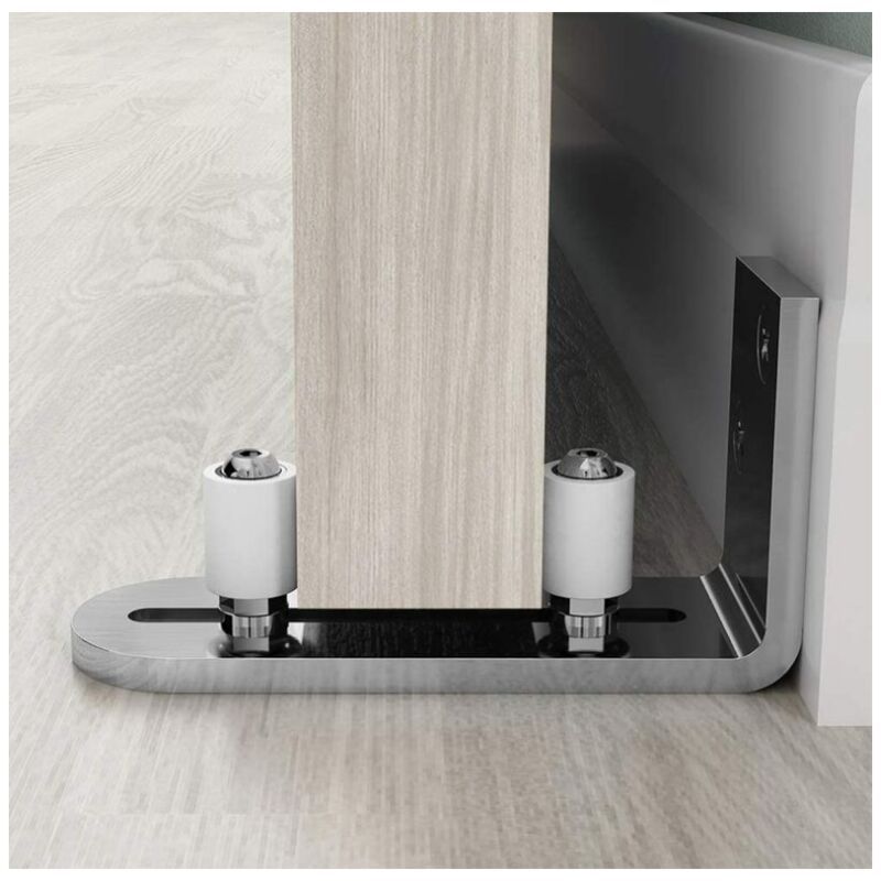Floor Guide Sliding Door Guide Door Guide Wall Mount Ball Bearings Guide Silver - Image 1