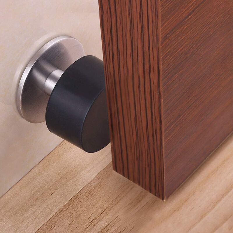 Adhesive Door Stops Stainless Steel Door Stoppers Door Stoppers with Shockproof Rubber Compatible with Wall or Floor Mounting with Double Sided - Image 3