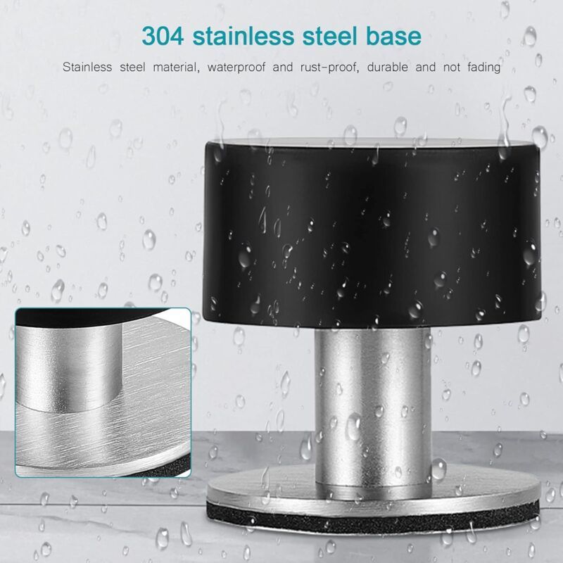 Adhesive Door Stops Stainless Steel Door Stoppers Door Stoppers with Shockproof Rubber Compatible with Wall or Floor Mounting with Double Sided - Image 4