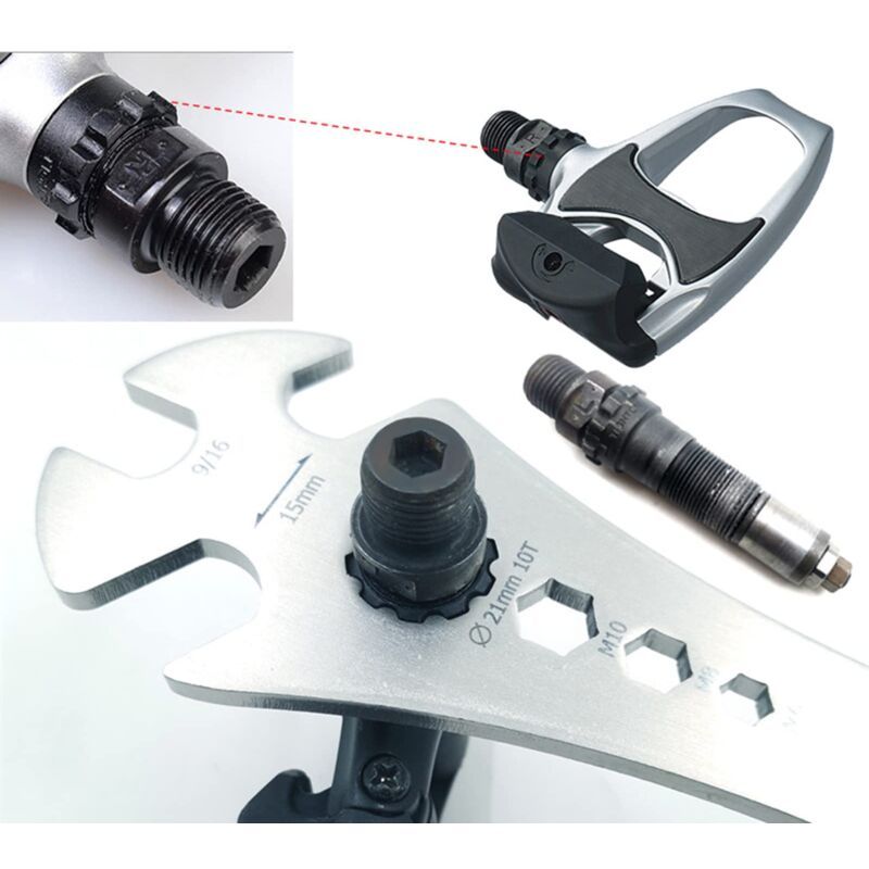 Bicycle Pedal Wrench, Bicycle Pedal Wrench with Extra Long Handle, Multi Purpose Pedal Removal Tool, 0.5625 and Hex Hole, 15mm, 10mm, 8mm, 6mm - Image 3