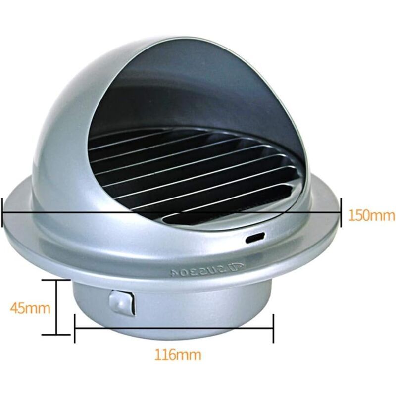 Outdoor Ventilation Grille, Stainless Steel Air Vent with Fly Guard and Fly Guard for Office, Kitchen, Bathroom, 120mm - Image 2