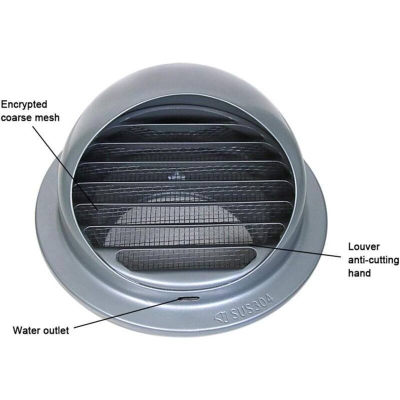 Outdoor Ventilation Grille, Stainless Steel Air Vent with Fly Guard and Fly Guard for Office, Kitchen, Bathroom, 120mm - Image 4