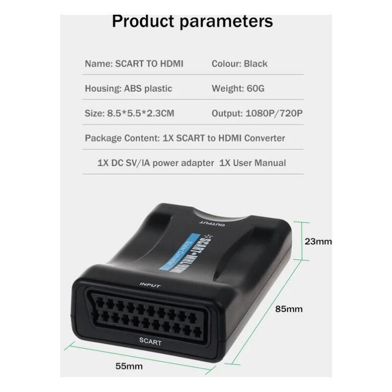 SCART to HDMI Converter 1080P 60Hz Analog to Digital Audio Video Adapter - Image 3