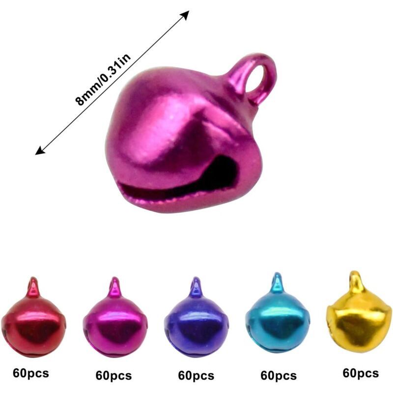 300 Pieces Small Jingle Bells, Metal Jingle Bells, Multicolored Bells, Christmas Bells, Dog and Cat Bells for Jewelry Making - Image 2