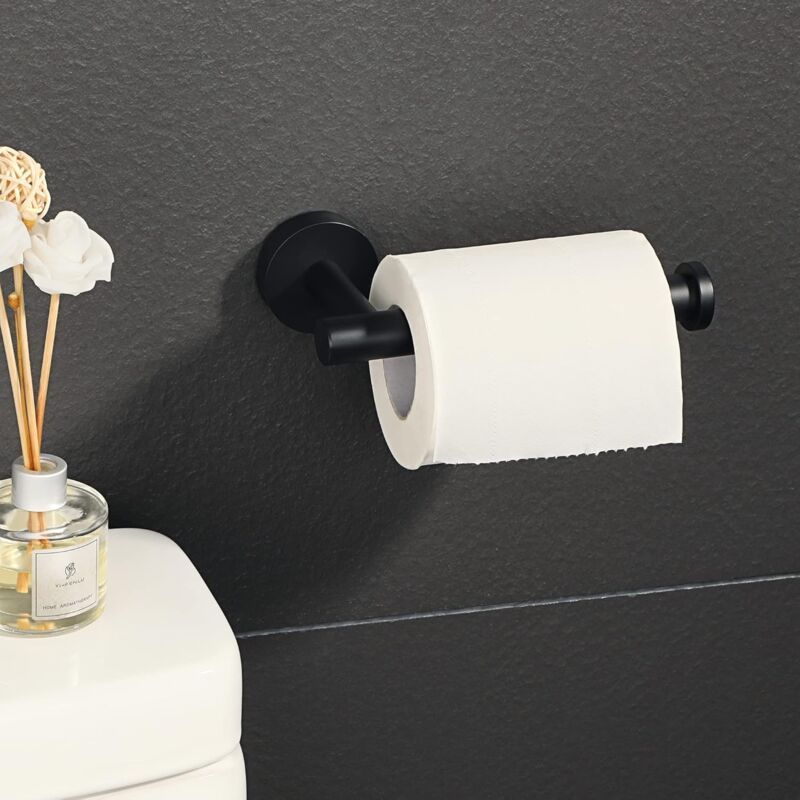 Wall Mounted Toilet Paper Holder Polished Finish 304 Stainless Steel Toilet Paper Holder, Black - Image 3