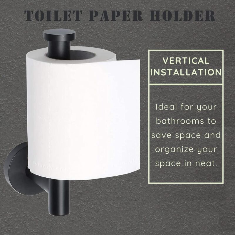 Wall Mounted Toilet Paper Holder Polished Finish 304 Stainless Steel Toilet Paper Holder, Black - Image 4