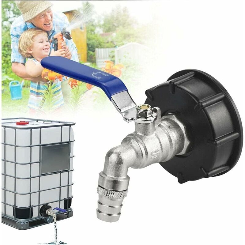 IBC Drain Tank Adapter S60x6 Tap Valve 0.75 Inch Ball Valve Water Tank Adapter - Image 2