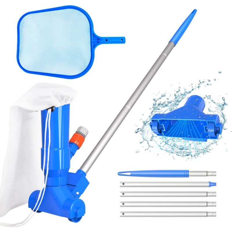 Robot Pool Swimming Pool Maintenance Kit with Vacuum and Pool Skimmer, 5 Handle Handles, Leaf Bag Portable Maintenance Kit for Above Ground Pool, Pond - Image 1