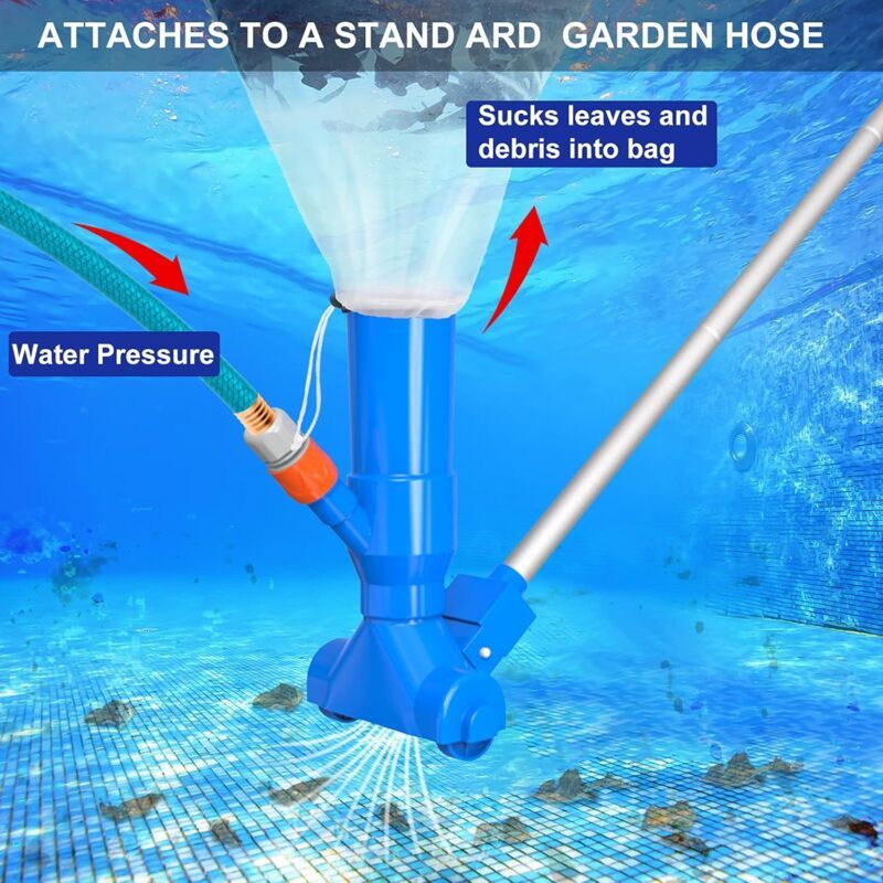 Robot Pool Swimming Pool Maintenance Kit with Vacuum and Pool Skimmer, 5 Handle Handles, Leaf Bag Portable Maintenance Kit for Above Ground Pool, Pond - Image 2