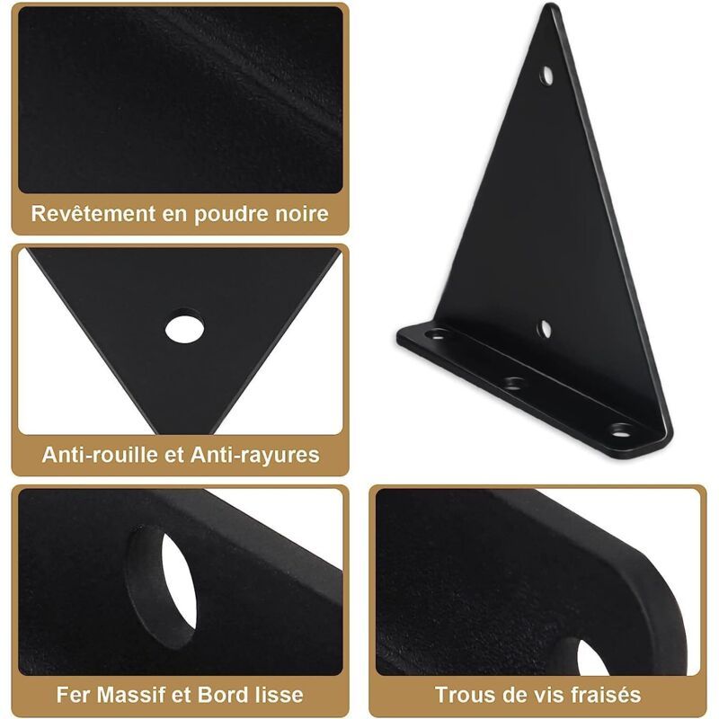 4 Pack Triangle Shelf Brackets, 5.5 Inch Iron Floating Shelf Brackets, Wall Mounted Metal Shelf Brackets for DIY Open Shelves - Image 4