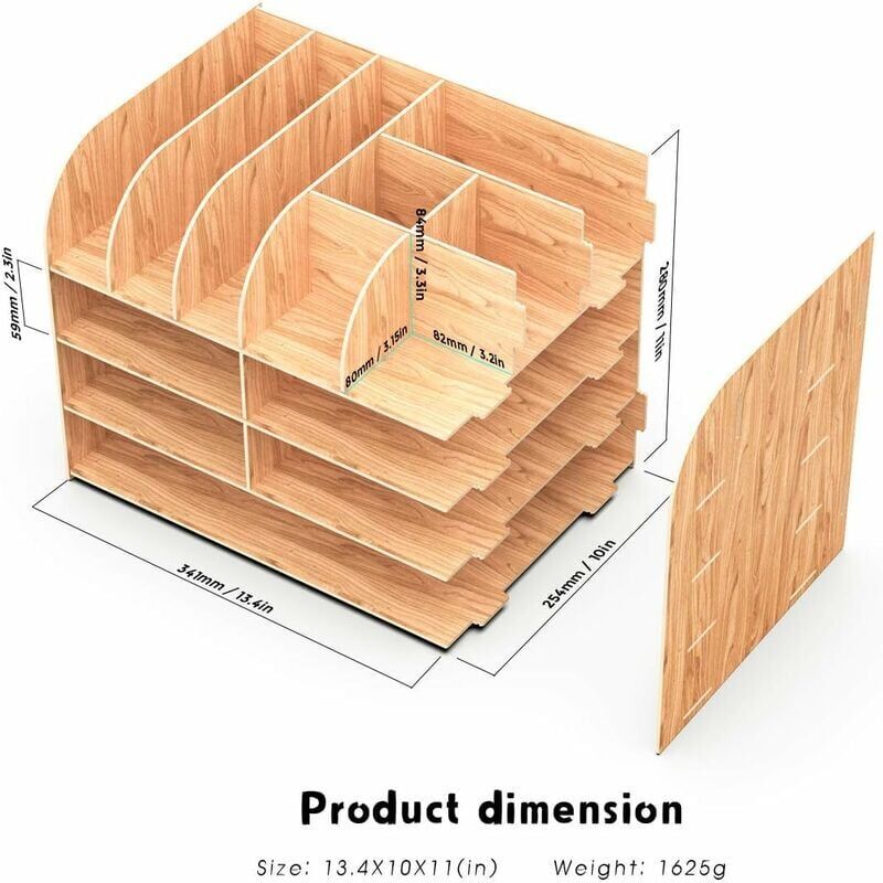 Wooden Desk Organizer for Pen Pencil A4 Paper and Accessories, 32 x 24 x 27cm - Image 3