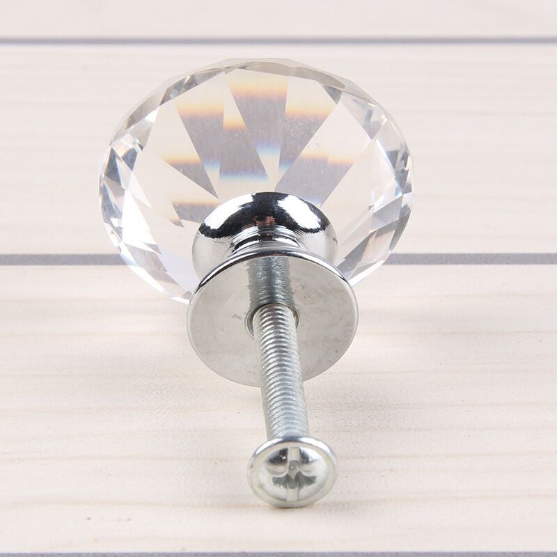 10 Pieces Glass Cupboard Knobs Crystal Diamond Shape Pull Handle for Drawers Dresser Wardrobe Kitchen Cupboards, 30mm - Image 4