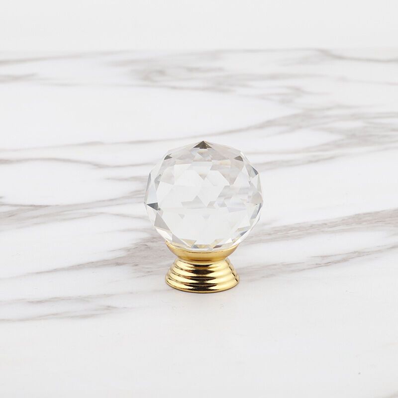 10 Pack Handle Door Knob Diameter Crystal Gold, Cabinet Knobs Mant Round Glass Knobs Decoration for Furniture Drawer, 30mm - Image 2