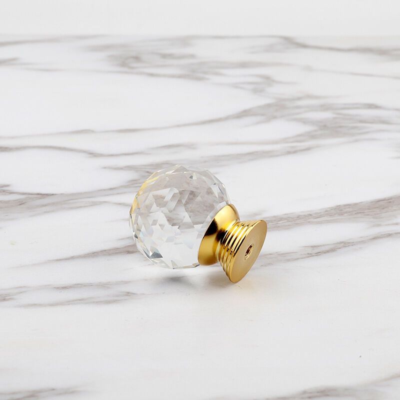 10 Pack Handle Door Knob Diameter Crystal Gold, Cabinet Knobs Mant Round Glass Knobs Decoration for Furniture Drawer, 30mm - Image 3