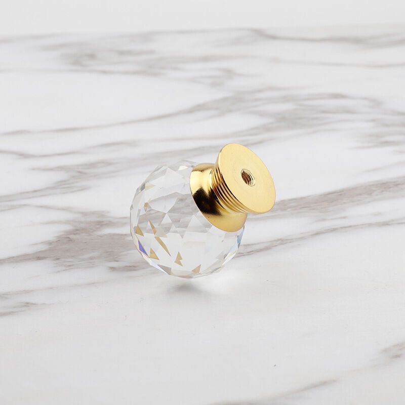 10 Pack Handle Door Knob Diameter Crystal Gold, Cabinet Knobs Mant Round Glass Knobs Decoration for Furniture Drawer, 30mm - Image 4