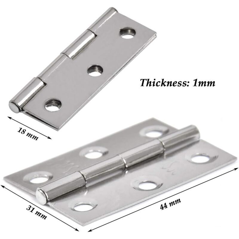 20 Pieces Hinges Stainless Steel Hinges, Door Hinge, Flat Folding Hinge Holes, Cabinet Drawer Hinge, Window Hinge Connectors, Box Cabinet Hinge Silver - Image 3