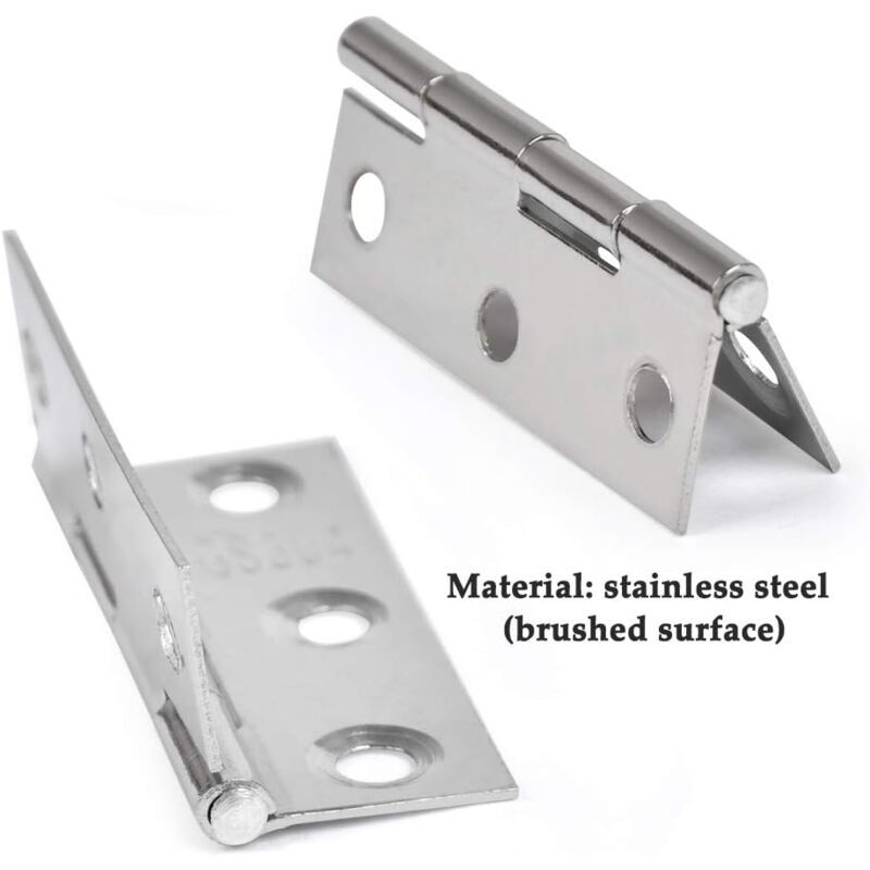 20 Pieces Hinges Stainless Steel Hinges, Door Hinge, Flat Folding Hinge Holes, Cabinet Drawer Hinge, Window Hinge Connectors, Box Cabinet Hinge Silver - Image 4