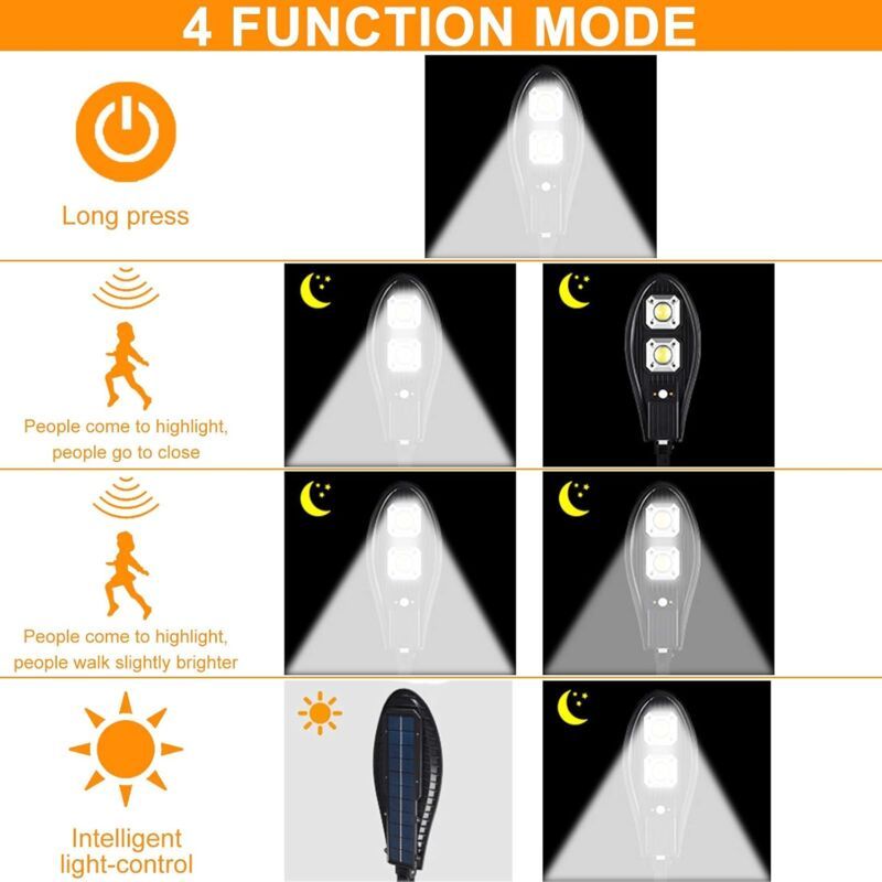 Solar Street Lights Outdoor, 60 LED Motion Sensor Lights Without Remote Control, 3 Sensor Mode, IP65 Waterproof Solar Powered Security Wall Lights - Image 3
