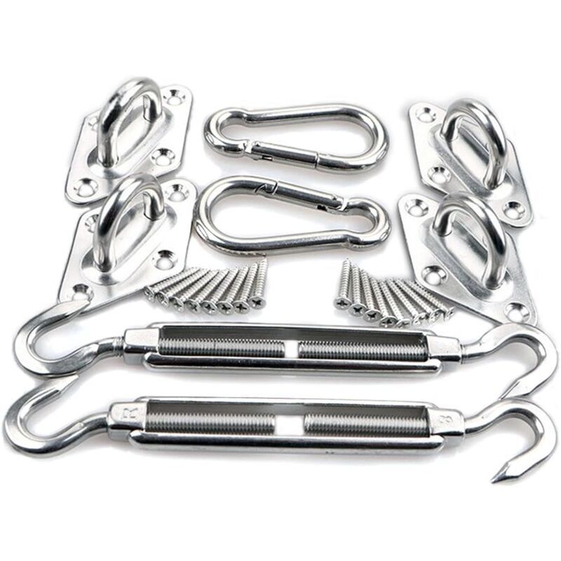 Triangular, Square and Rectangle Shade Sail Fixing Kit 304 Stainless Steel Shade Cloth Fixing Accessories Kit, Solar Shade Sail Mounting Kit, 8mm - Image 1