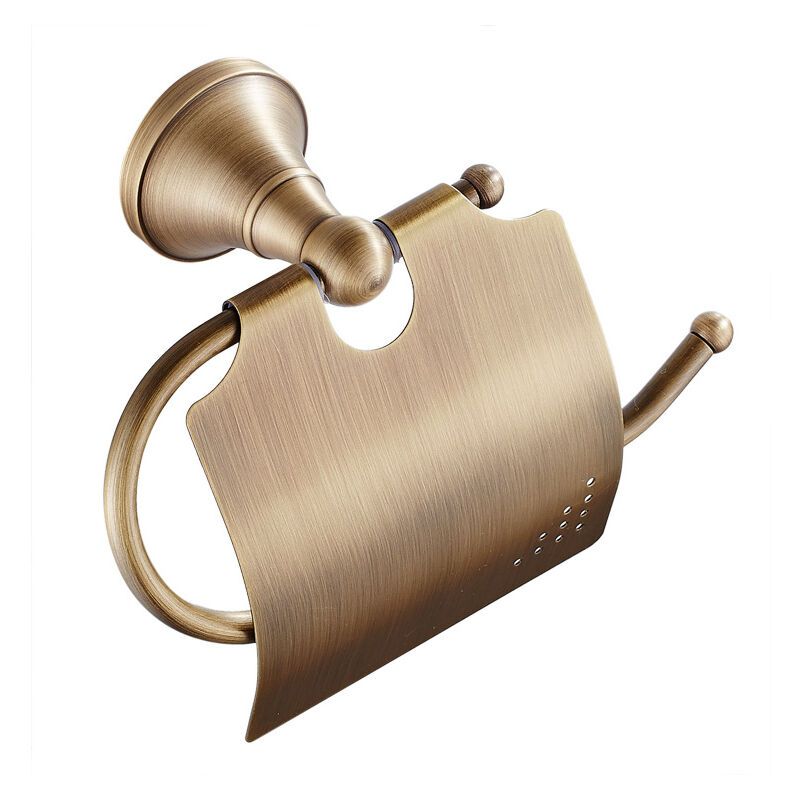 Toilet Paper Holder Retro Toilet Paper Holder with Brass Lid Wall Mounted Roll Holder - Image 1