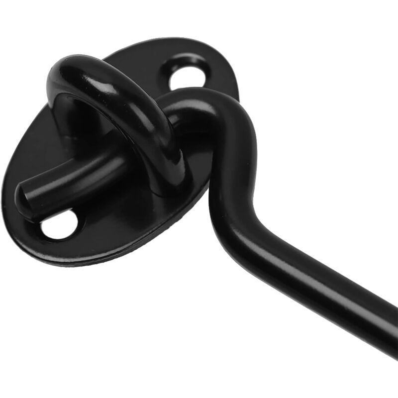 2 Pieces Cabin Hook Eye Door Latch Stainless Steel with 3 Inch Screws for Shed Door Garage Doors Black - Image 2