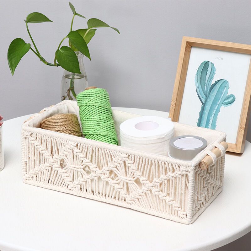 2 Pack Cotton Rope Braided Storage Basket, 30 x 14 x 10cm - Image 3