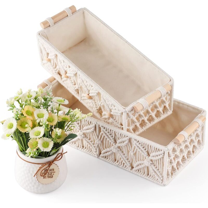 2 Pack Cotton Rope Braided Storage Basket, 30 x 14 x 10cm - Image 4