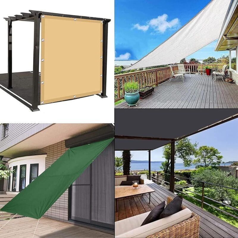 Rectangular Waterproof Shade Sail 98 UV Ray Protection Canvas Shade Sail, with Ropes for Outdoors, Garden and Terrace, Beige, 2 x 3 M, 1.5 M - Image 2