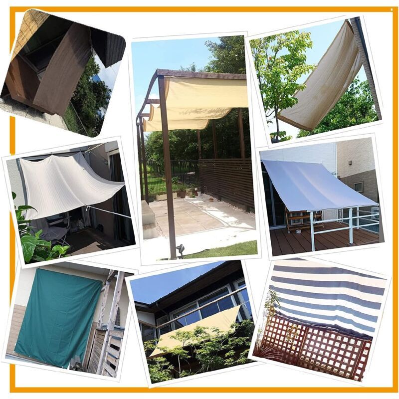 Rectangular Waterproof Shade Sail 98 UV Ray Protection Canvas Shade Sail, with Ropes for Outdoors, Garden and Terrace, Beige, 2 x 3 M, 1.5 M - Image 4