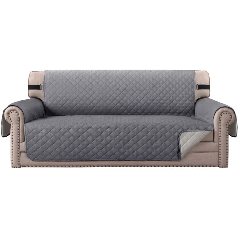 Protective Armchair Cover, Size 3 Seater Relax Reversible Quilted Cover Gray Color - Image 1