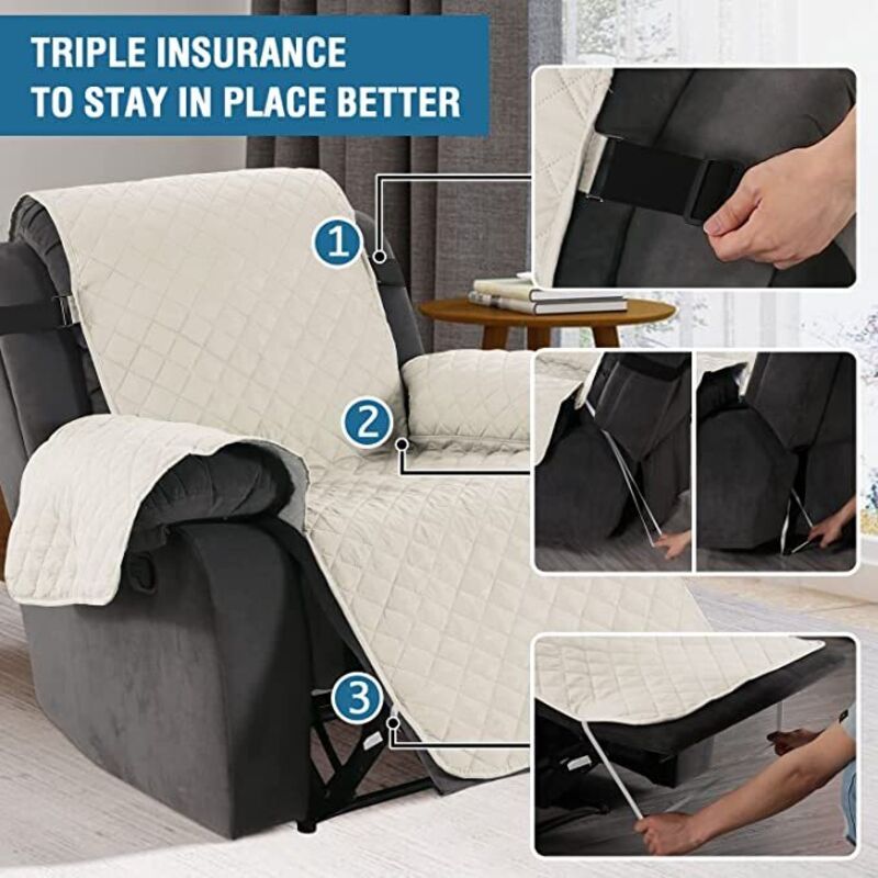 Protective Armchair Cover, Size 3 Seater Relax Reversible Quilted Cover Gray Color - Image 2