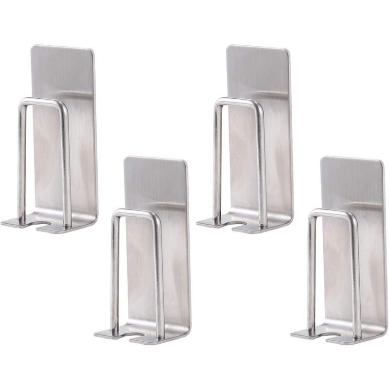 4 Pack Toothbrush Holder Stainless Steel Toothbrush Holders, Wall Mounted, Cups, Mugs, Toothbrush Holders, Waterproof and Self Adhesive, No Drilling - Image 1