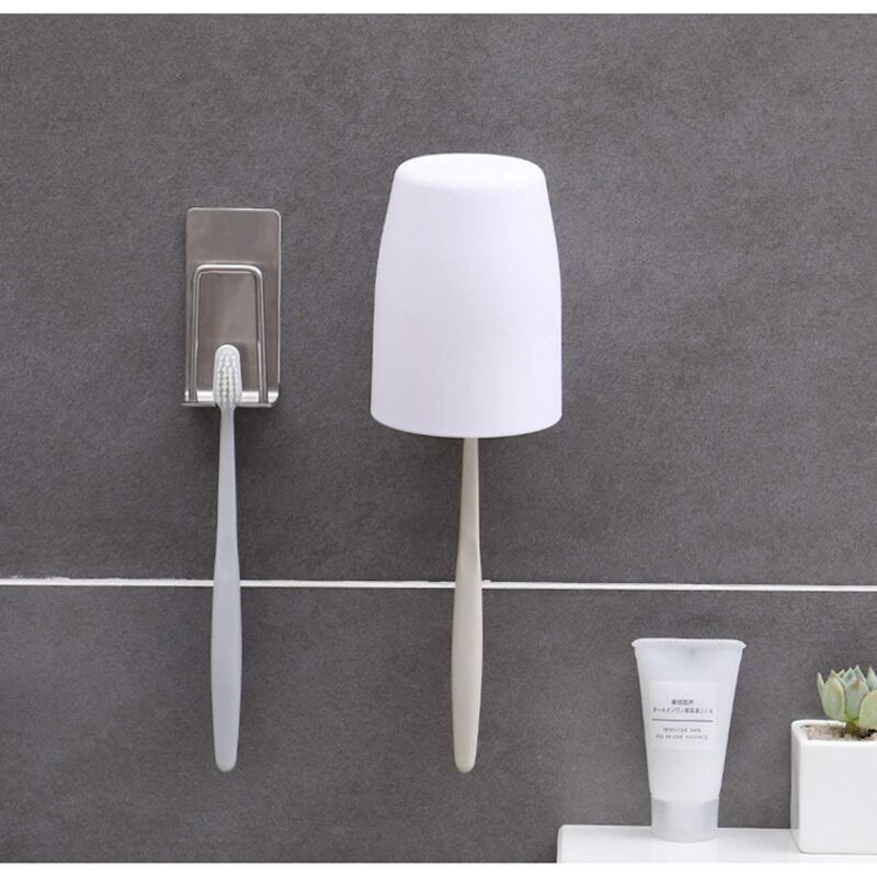 4 Pack Toothbrush Holder Stainless Steel Toothbrush Holders, Wall Mounted, Cups, Mugs, Toothbrush Holders, Waterproof and Self Adhesive, No Drilling - Image 4