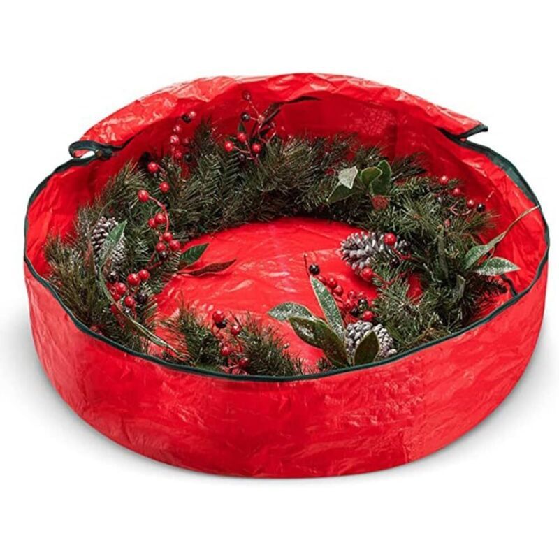 Garden Furniture Cover Christmas Wreath Storage Bag 30 Inch Garland Container, Red, 70 x 20cm - Image 2