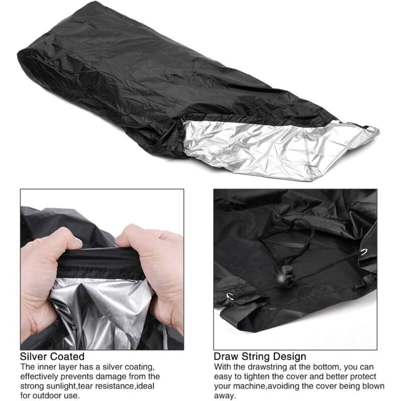 Waterproof Lawn Mower Cover 190T with Drawstring and Storage Bag Anti UV Dustproof, 187.96 x 99 x 63.5cm - Image 3