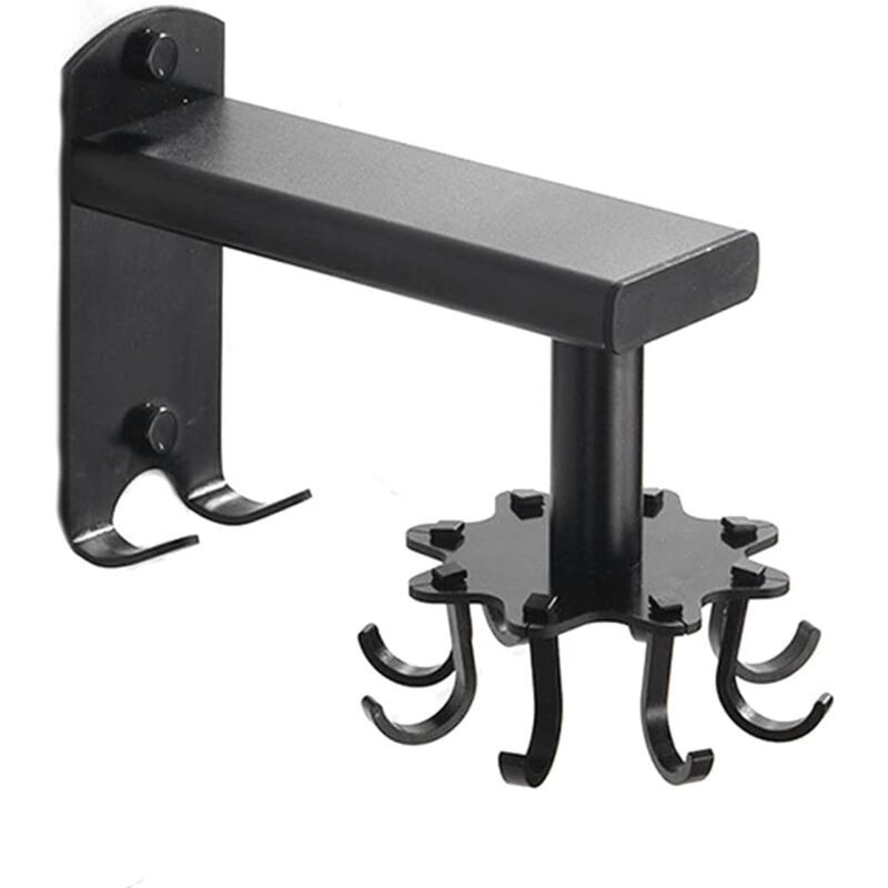 Rotating Wall Hook for Kitchen, 360 Rotatable Kitchen Utensil Holder, Wall Mounted Kitchen Utensil Holder with 8 Hooks for Bathroom and Kitchen, Black - Image 1