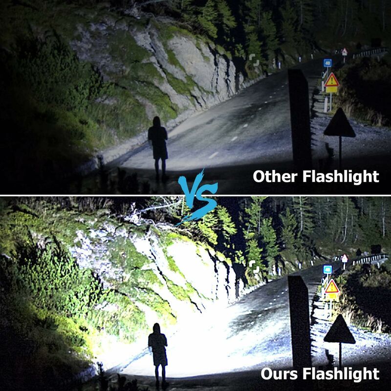 LED Tactical Flashlight 90000 Lumens COB USB Rechargeable IP65 Waterproof with 10000mAh Battery - Image 4