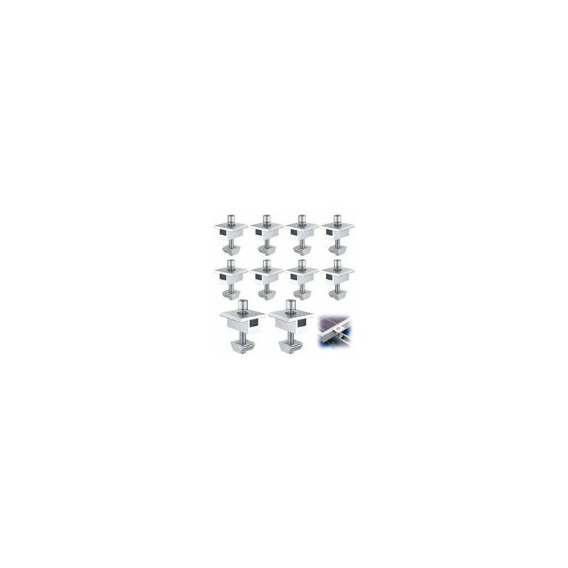 10 Pieces Aluminum Solar Panel Bracket T Shaped Center Terminals for 30mm Framed Panels - Image 1