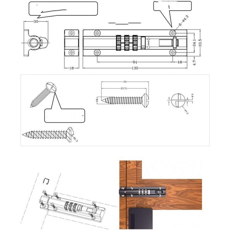 Gate Lock, Mechanical Combination Lock No More Keys Required Gates, Sheds, Any Storage Area and Any Door, White - Image 2