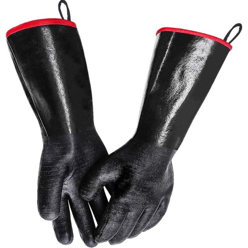 BBQ Gloves Waterproof Heat Resistant Turkey Fryer Cooking Gloves with Non Slip Textured Handle, 18 Inch - Image 1