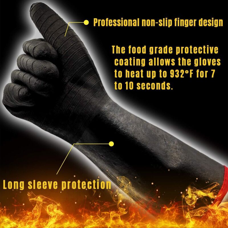 BBQ Gloves Waterproof Heat Resistant Turkey Fryer Cooking Gloves with Non Slip Textured Handle, 18 Inch - Image 3