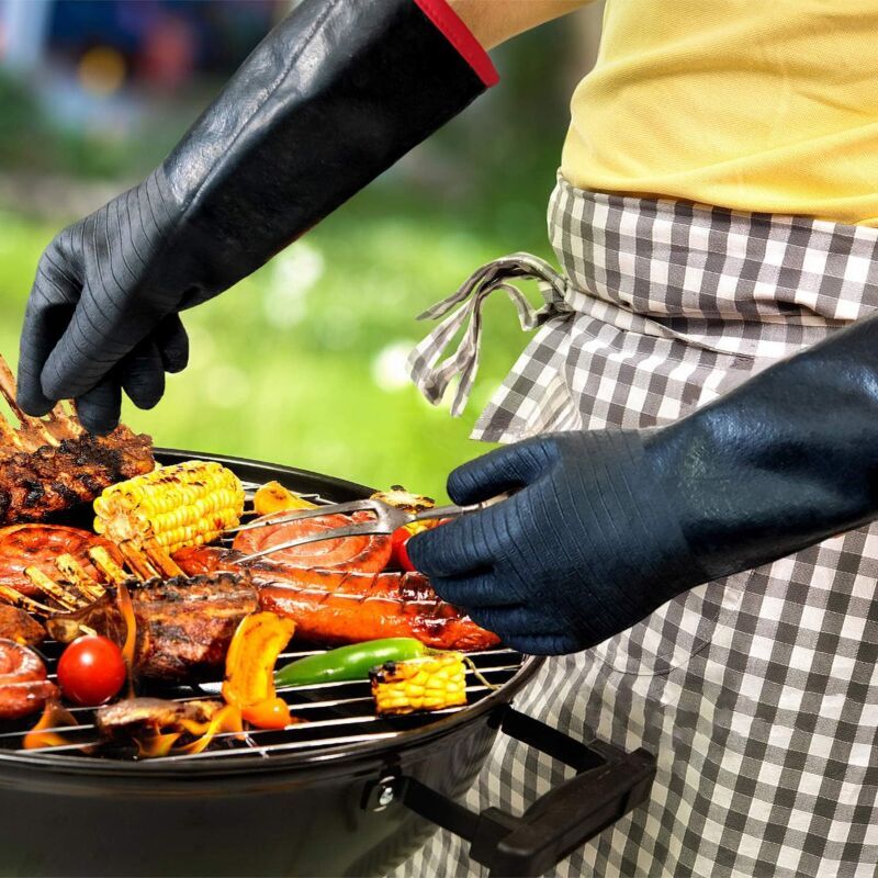 BBQ Gloves Waterproof Heat Resistant Turkey Fryer Cooking Gloves with Non Slip Textured Handle, 18 Inch - Image 4