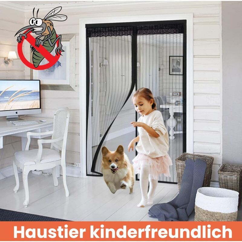 Mosquito Net Door Magnetic Anti Fly Curtain Anti Mosquito Door Curtain with Magnetic Closure Without Drilling for Balcony Door, 80cmx210cm - Image 2