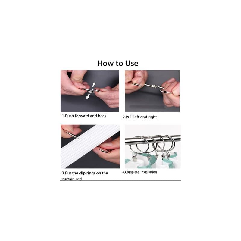 30 Pieces Curtain, Curtain Rings with Clips, Strong Drapery Clips, Hooks on Tension Rod Holder - Image 2