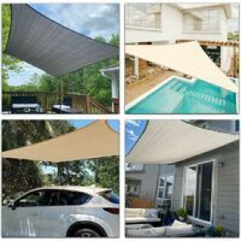 Shade Sail Rectangular Shade Sail, Waterproof and Resistant Solar Shade Cloth, for Patio Garden Terrace, Graphite Color, 2 x 4m - Image 4