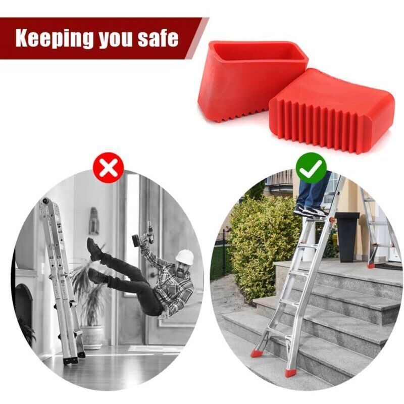 4 Pcs Rubber Ladder Feet Covers, Stepladder Tips, Stepladder Feet, Universal Rubber Replacement Ladder Feet for Folding Ladders for Home, 50 x 20 mm - Image 3