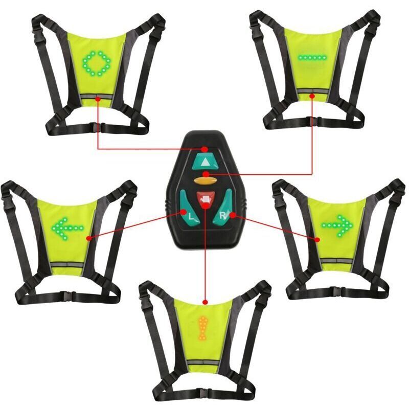 LED Turn Signal Vest, LED Reflective Vest with Direction Indicator, Remote Control, Turn Signals, USB Rechargeable, Easy Installation for Bicycle - Image 1