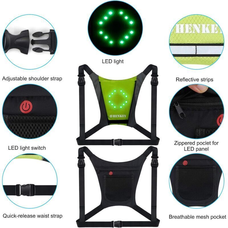 LED Turn Signal Vest, LED Reflective Vest with Direction Indicator, Remote Control, Turn Signals, USB Rechargeable, Easy Installation for Bicycle - Image 2